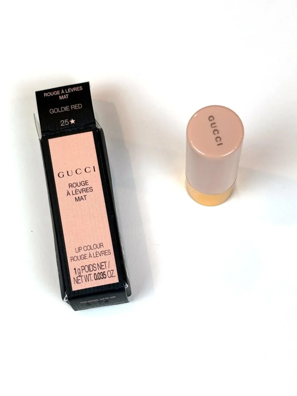 Gucci Velvet Matte Lipstick #25 Goldie Red (The Gucci Red Matte) Travel size New